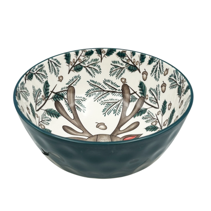 Bol ceramic de Crăciun cu ren și crenguțe de brad VIXEN [2]