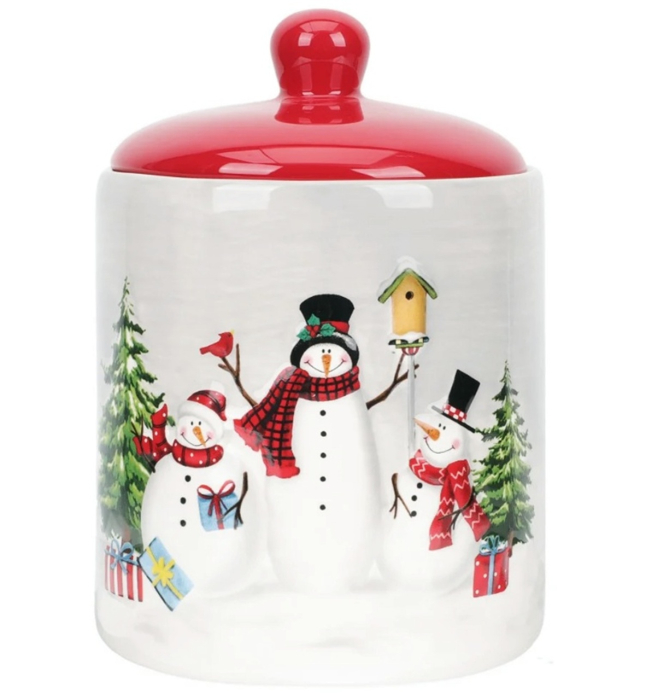 Borcan ceramic cu capac roșu XMAS - pentru dulciuri [1]