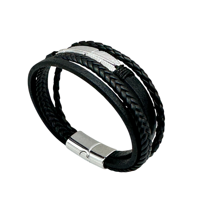 Bratara barbati SILVER JACK, Piele neagra [2]