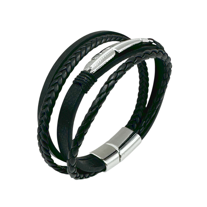 Bratara barbati SILVER JACK, Piele neagra [1]