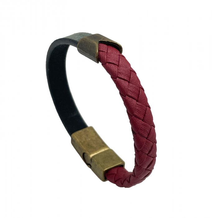 Bratara barbati PAUL, Piele bordo negru [1]