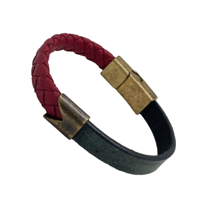 Bratara barbati PAUL, Piele bordo negru [3]