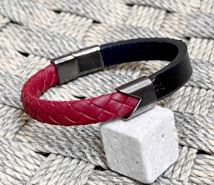 Bratara barbati PAUL, Piele bordo negru [4]