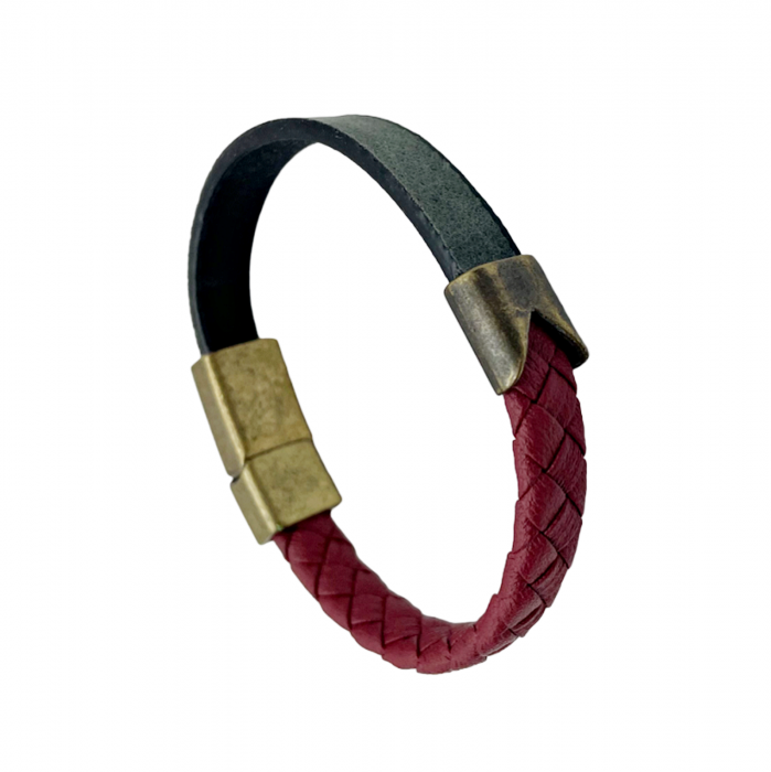 Bratara barbati PAUL, Piele bordo negru [5]