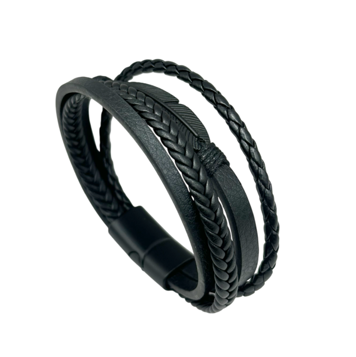 Bratara barbati BLACK JACK, Piele neagra [3]