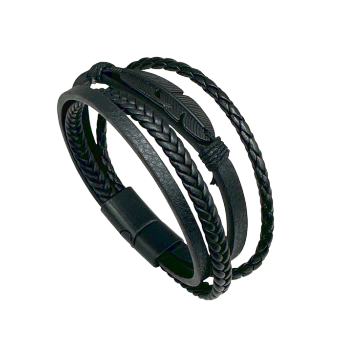 Bratara barbati BLACK JACK, Piele neagra [1]