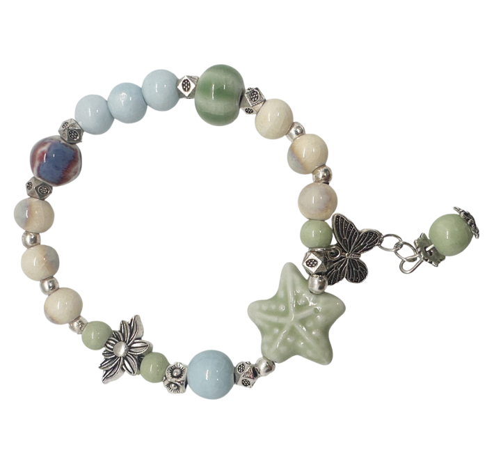 Bratara cu margele ceramica verzi si charm-uri OCEAN [3]