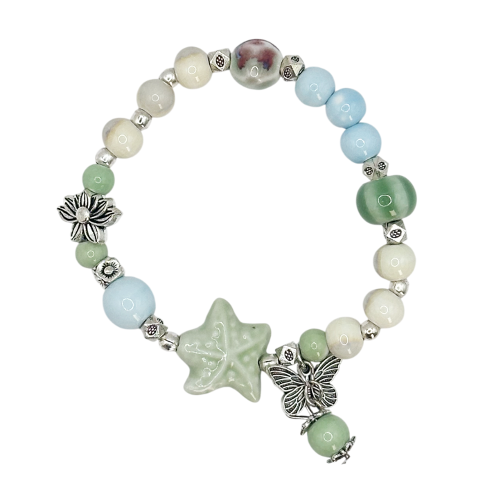Bratara cu margele ceramica verzi si charm-uri OCEAN [2]
