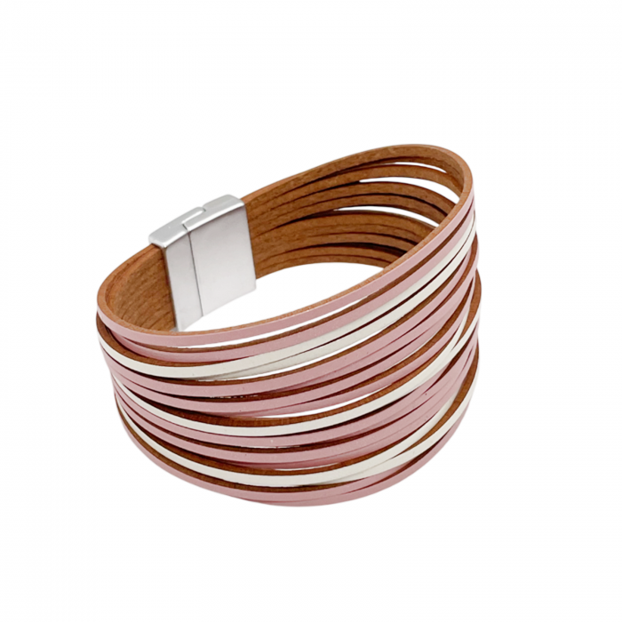 Bratara din piele multi-strap LEXY, Roz [3]