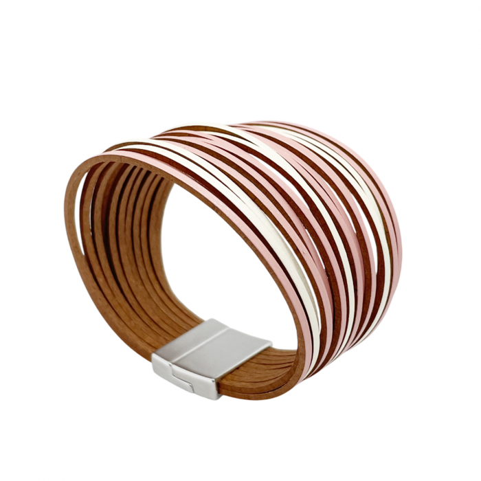 Bratara din piele multi-strap LEXY, Roz [4]