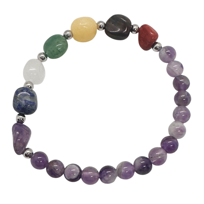 Brățară elastică din ametist și cristale semipretioase CHAKRA [1]