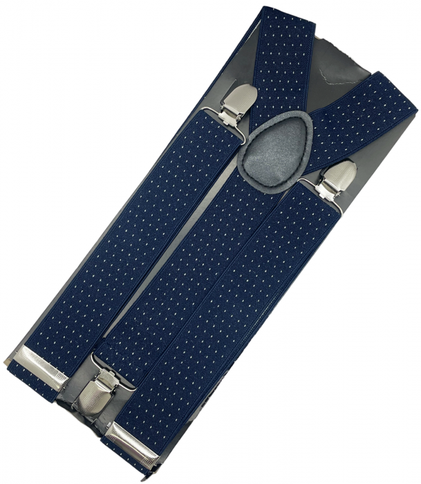 Bretele late bleumarin cu model - pentru barbati - ALBERT, Cu clips [3]