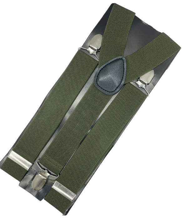 Bretele late CHARLIE, Verde army, Cu clips [2]