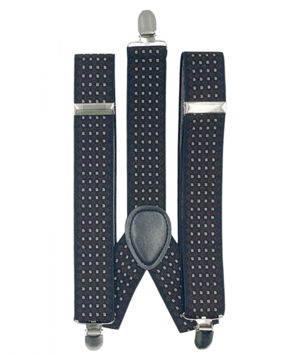 Bretele late negre cu model gri - pentru barbati - Horace, Cu clips [2]
