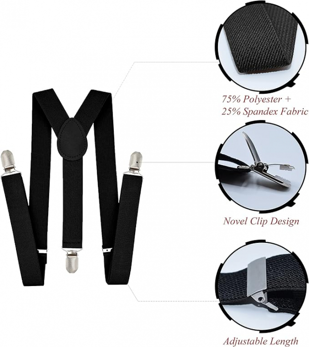 Bretele pentru copii DENIS, Negru, Cu clips [4]