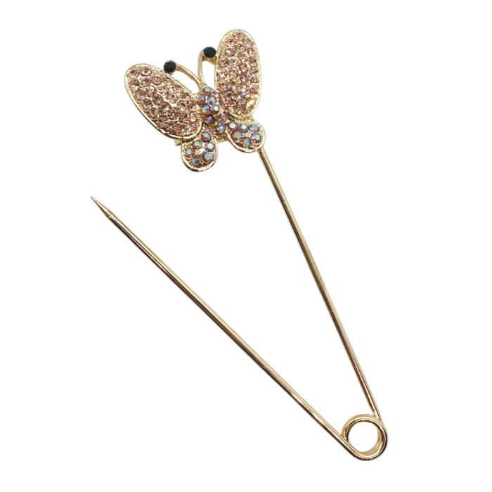 Broșă ac de siguranță Fluture auriu cu cristale [2]