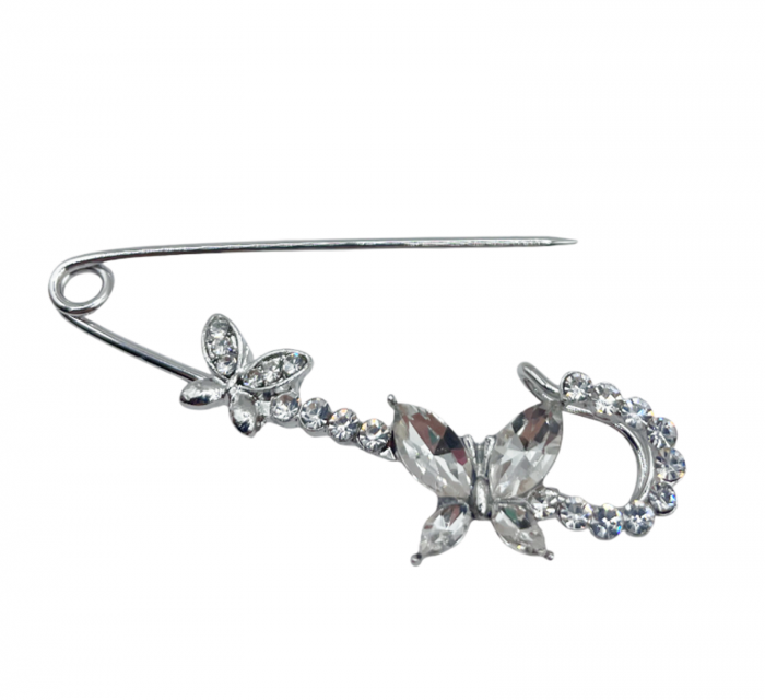 Brosa - Ac de siguranta NELLY, Argintiu, 6cm [2]