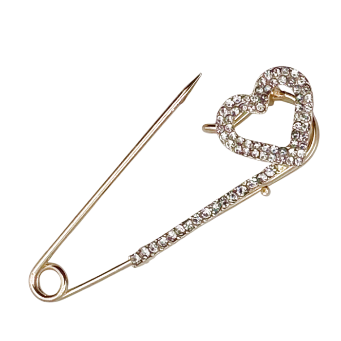 Brosa - Ac de siguranta auriu cu strasuri si inimioara [2]