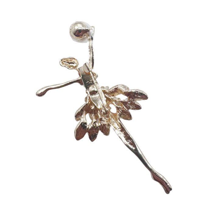 Brosa balerina aurie cu strasuri si sidef [2]