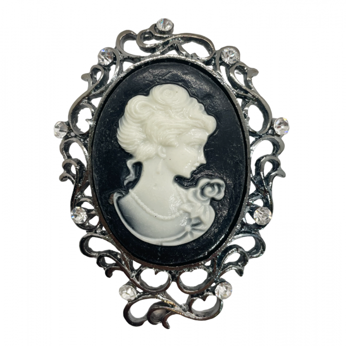 Brosa camee MARGOT, Argintiu, 6cm [2]