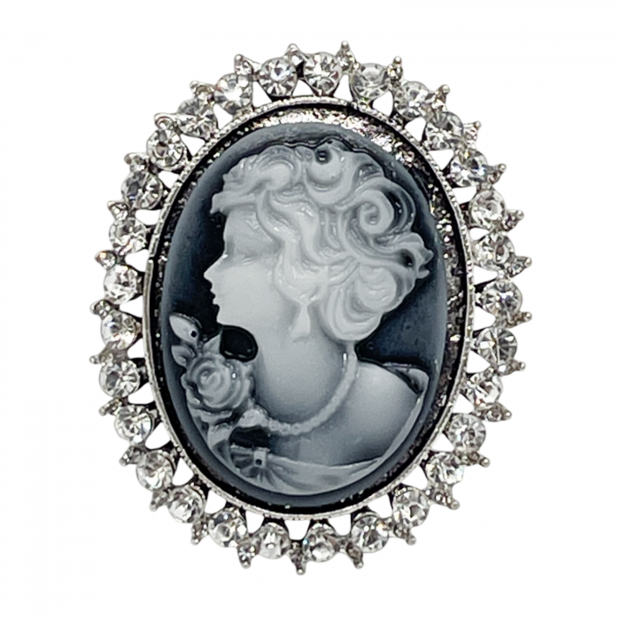 Brosa Camee ELIZABETH, Argintiu, 5cm [1]