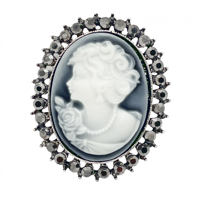 Brosa Camee ELIZABETH, Argintiu, 5cm [2]