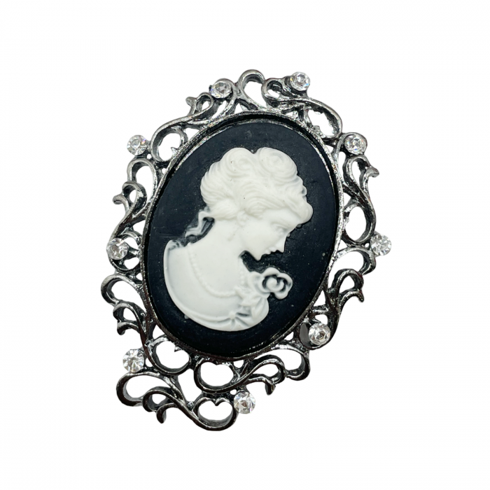 Brosa camee MARGOT, Argintiu, 6cm [1]