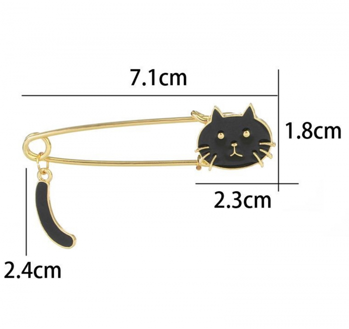 Brosa - Ac de rever cu pisica neagra MILLY auriu [2]