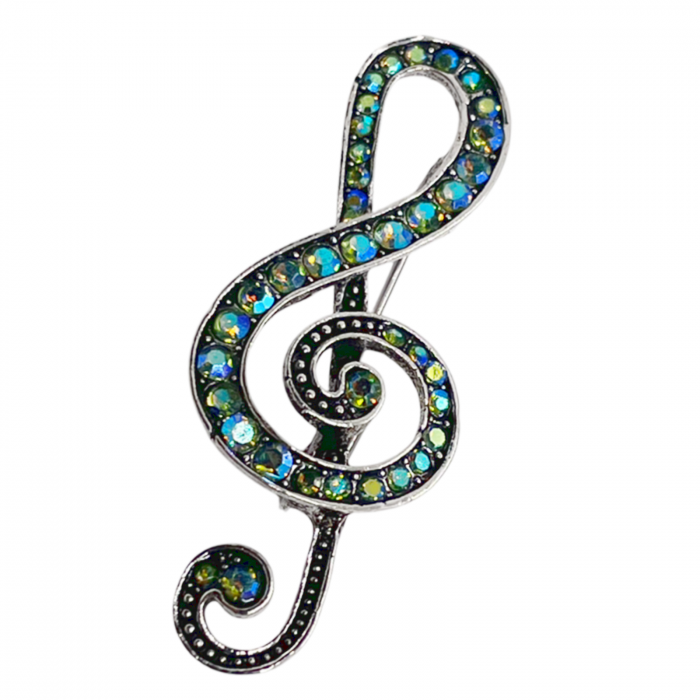 Brosa Cheia Sol cu strasuri MUSIC, Argintiu, 4.5cm [1]