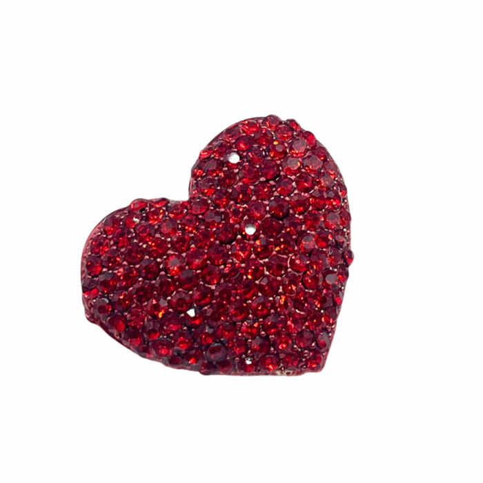 Brosa inima cu strasuri AMORE, Rosu, 3cm [2]