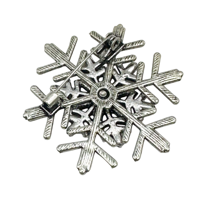 Brosa Fulg De Nea cu strasuri SNOW, Argintiu/ Verde [2]