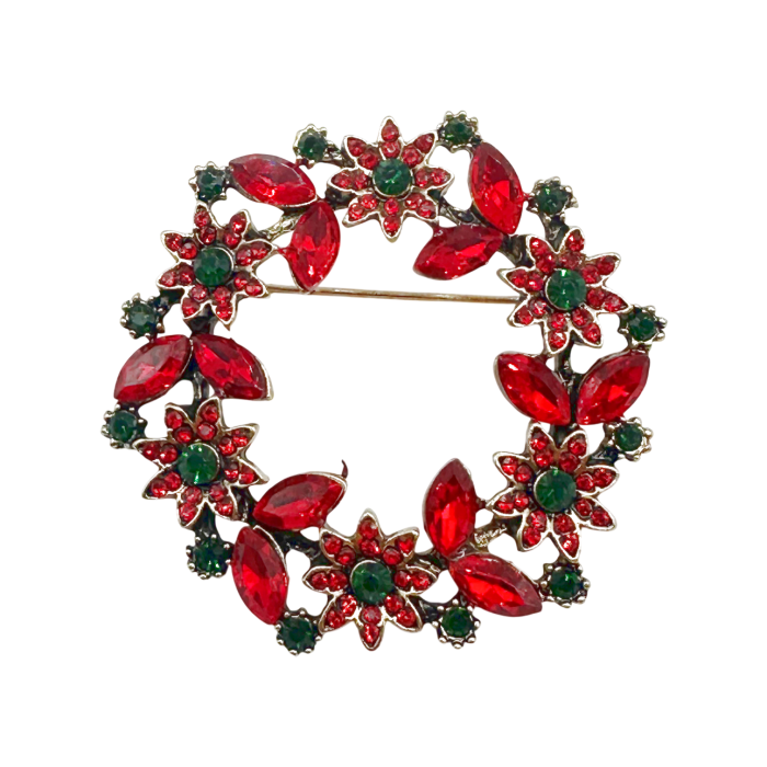 Brosa Craciun - Coronita cu strasuri HOLLY, Auriu [1]