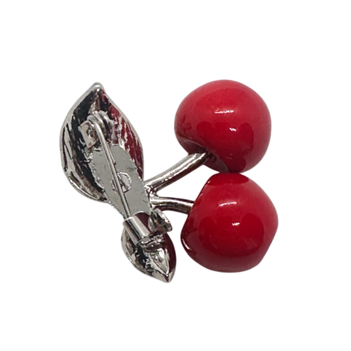 Brosa argintie cu Cirese rosii CHERRYL [2]