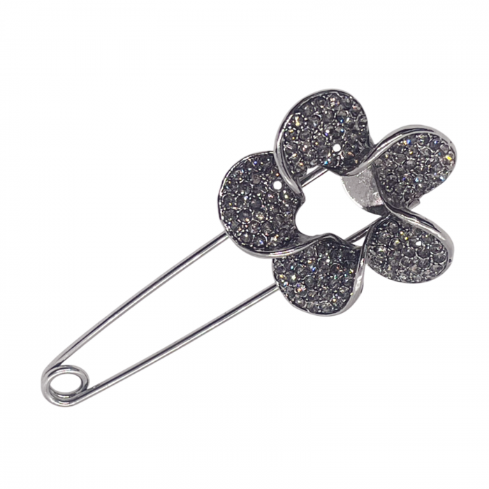 Brosa cu floare AMELIE, Argintiu, 7cm [2]