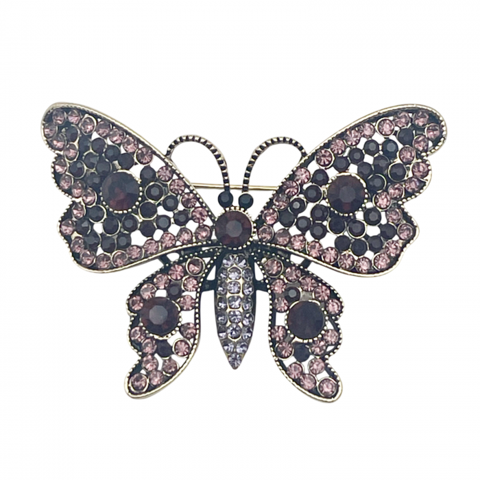 Brosa Fluture EUNICE, Roz/ Auriu, 5.5cm [1]