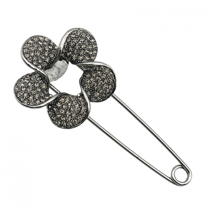 Brosa cu floare AMELIE, Argintiu, 7cm [1]