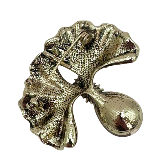 Brosa Eleganta Aurie cu Frunze GINKO si strasuri [2]