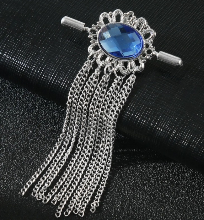 Brosa retro AZUL, Argintiu [2]