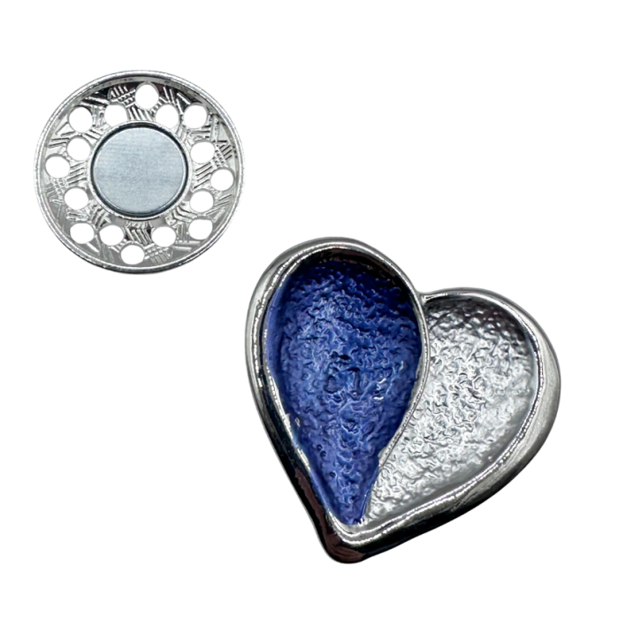 Broșă cu magnet - inimă albastra cu finisaj argintiu [2]