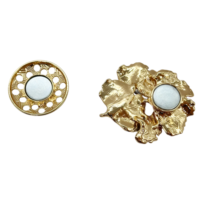 Brosa aurie cu magnet si frunze roz GINKO - Model Elegant  [4]