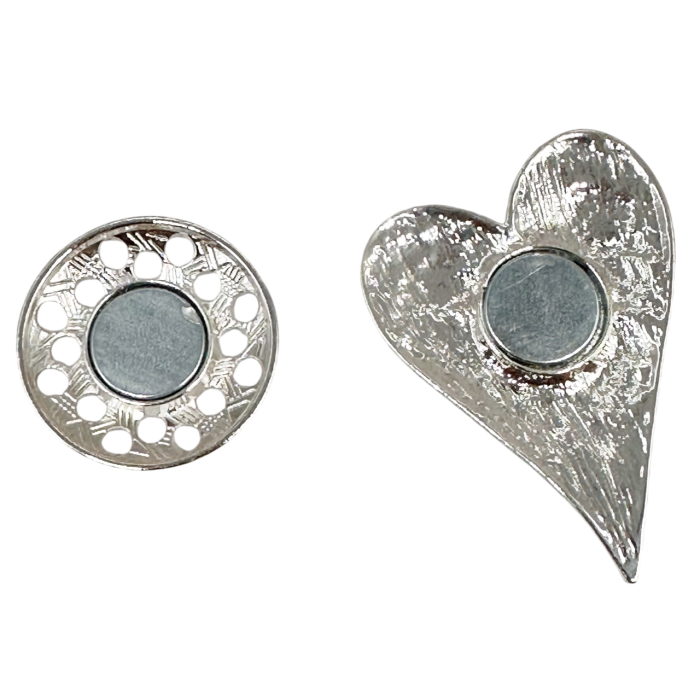 Brosa argintie cu magnet si inima mov ESME - Model Elegant  [3]