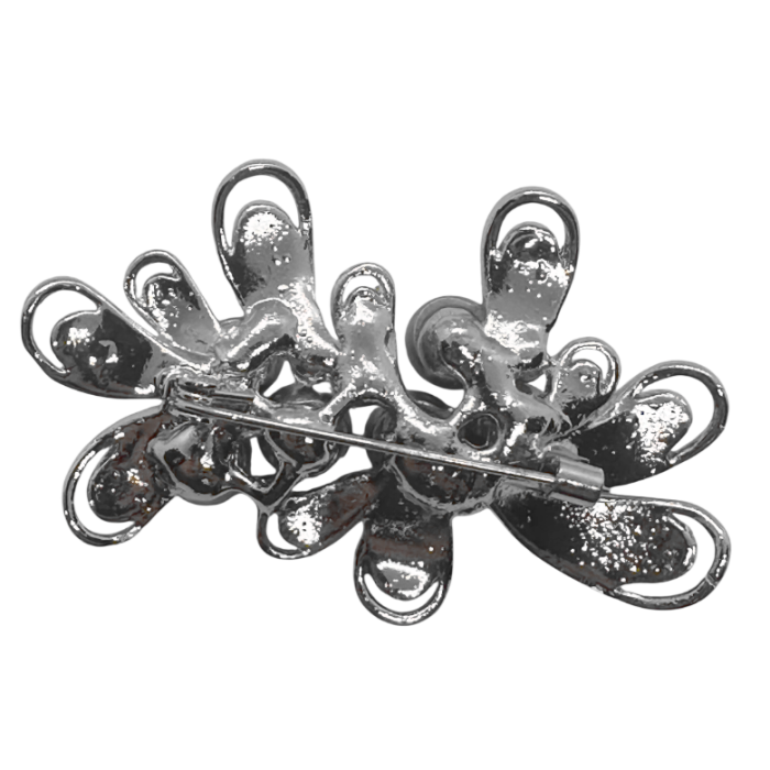 Brosa eleganta argintie cu perle si cristale REINA [2]