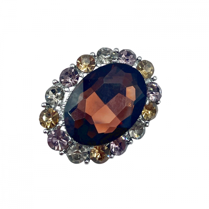 Brosa cu cristale KATHERINE, Argintiu, 3.5cm [1]