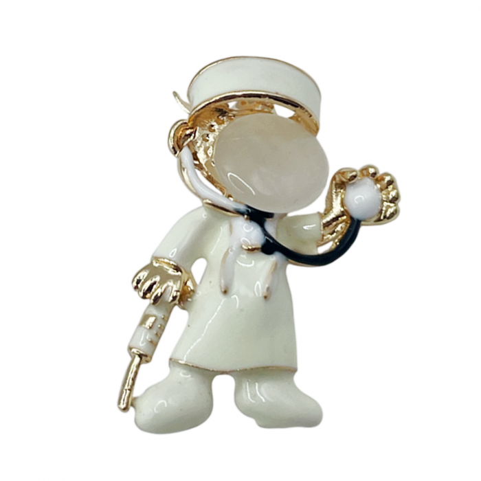 Brosa Doctor cu stetoscop TOM, Auriu, 3cm [1]