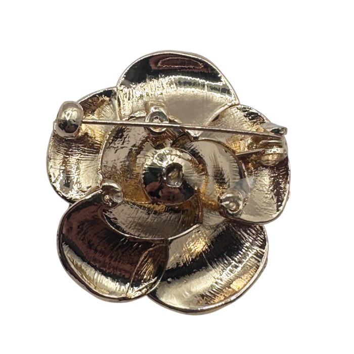 Broșă elegantă floare neagră cu contur auriu [2]