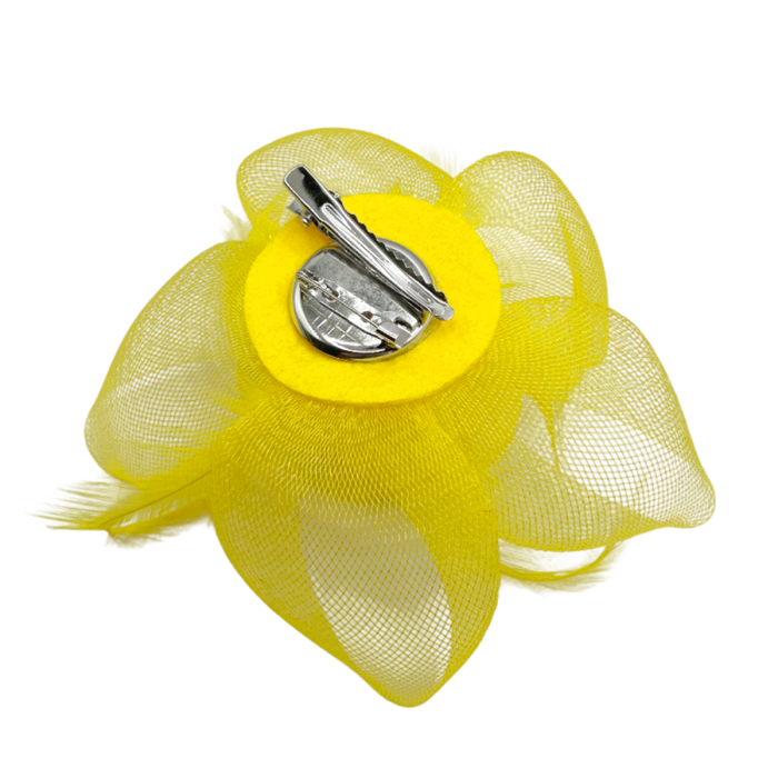 Fascinator & Brosa eleganta cu pene galben LUCINDA - Accesoriu rafinat [2]