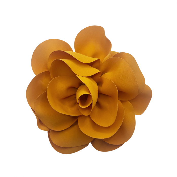 Brosa Floare BEAUTY, Galben mustar, 15cm, Cu clips pentru par [1]