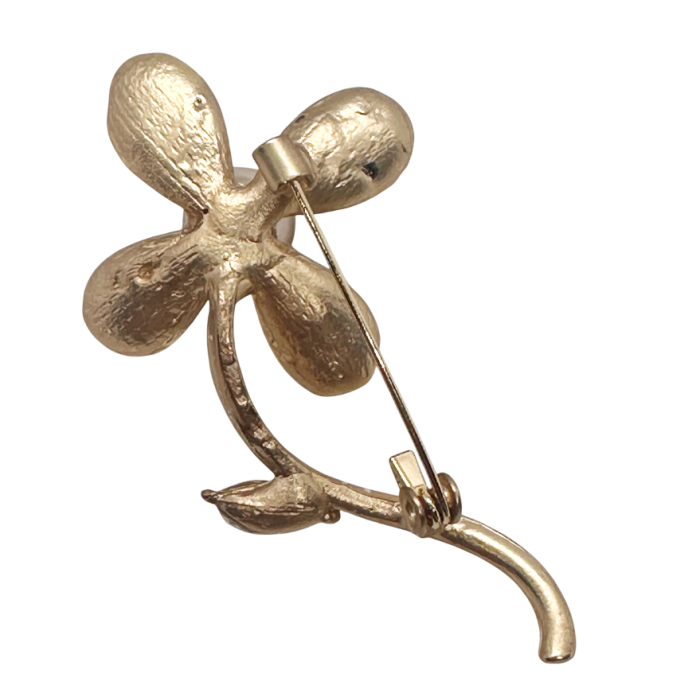 Brosa aurie Floare BLOSSOM cu perla si cristale [2]