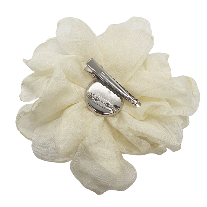 Brosa Floare crem din voal VINTAGE BLOOM, Cu clips pentru par [2]