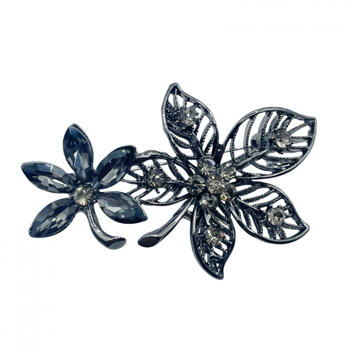 Brosa Floare cu cristale CAMILLE, Argintiu, 5.5cm [1]